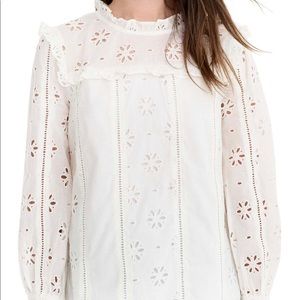 J.Crew Ruffle Neck Top in Eyelet